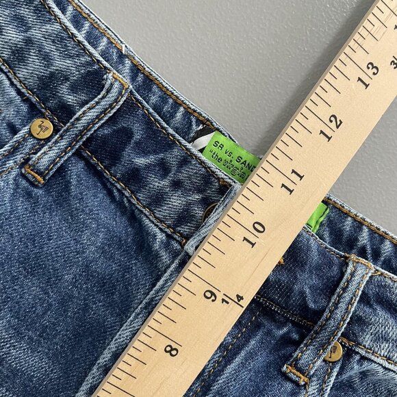 Sandrine Rose Jeans Womens 29 Blue Snow Ripped Button Fly Straight Distressed - Picture 12 of 13